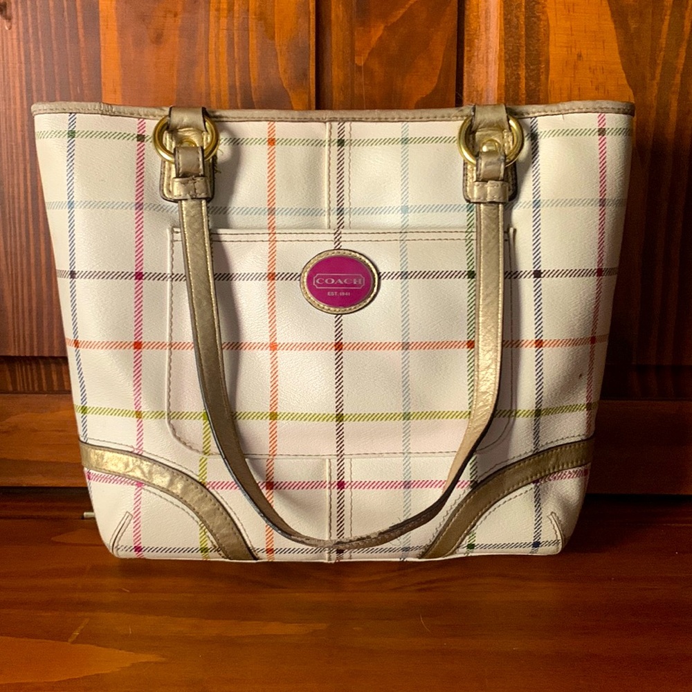 COACH Peyton Tattersall Satchel Multicolor Handbag